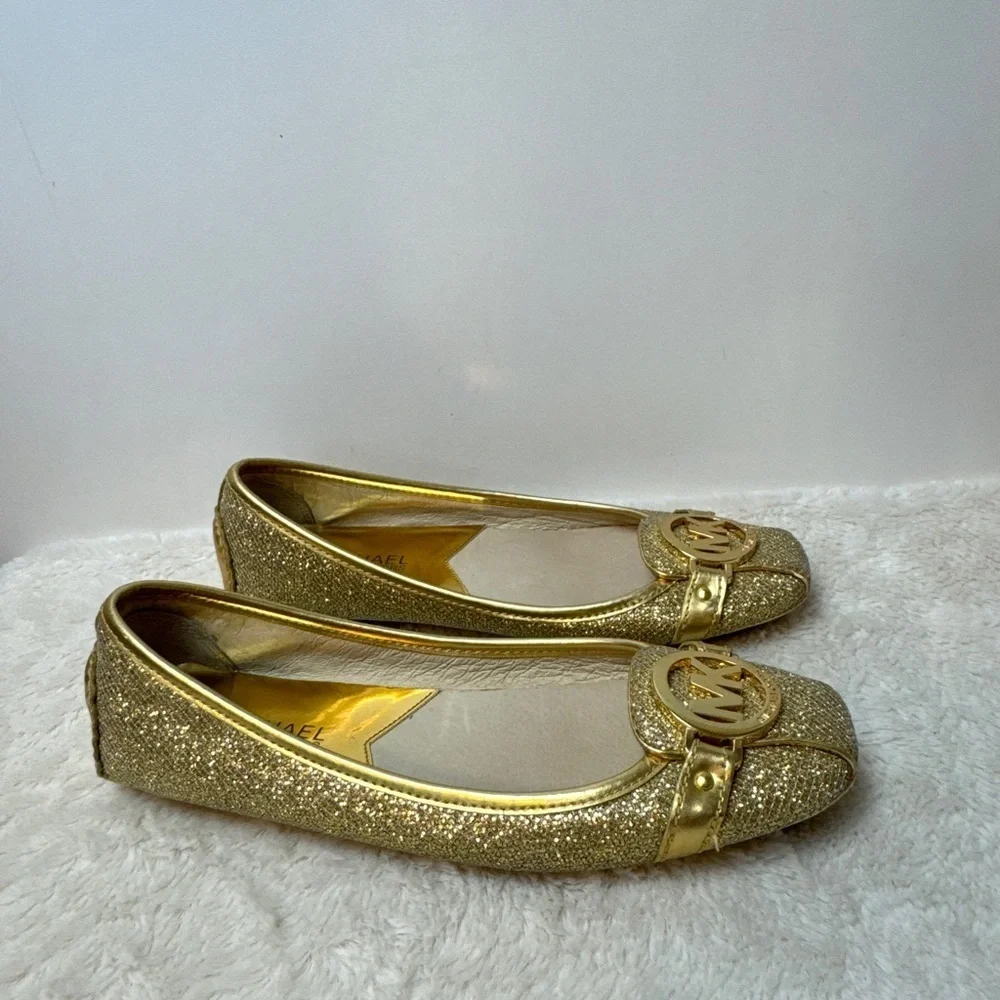 MICHAEL MICHAEL KORS Fulton Metallic Canvas & Leather Moccasin / Ballet flat.  7 - Picture 10 of 13